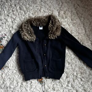 Janie and Jack fur trim cardigan